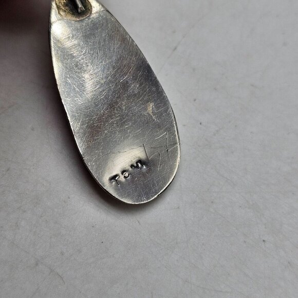 Vintage Navajo Clarence B. Tom? Sterling Silver Pendant Coral Turquoise Stones - Picture 4 of 6